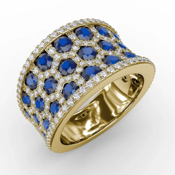 Clearance Fana Motif Sapphire and Diamond Ring