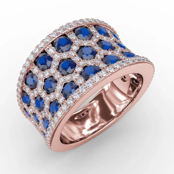 Clearance Fana Motif Sapphire and Diamond Ring