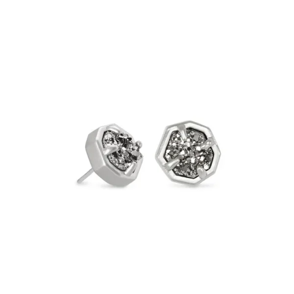 Best Kendra Scott Nola Silver Stud Earrings in Platinum Drusy