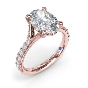 Outlet Fana Oval Diamond Engagement Ring with Split Shank