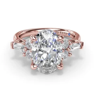 Discount Fana Oval Diamond Engagement Ring with Tapered Baguettes