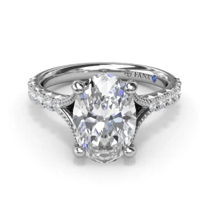 Outlet Fana Oval Diamond Engagement Ring with Split Shank