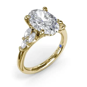 Discount Fana Oval Diamond Engagement Ring with Marquise Side Stones