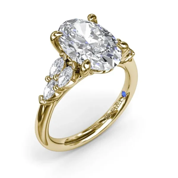 Discount Fana Oval Diamond Engagement Ring with Marquise Side Stones