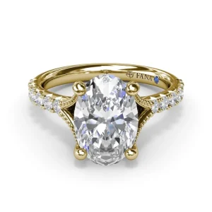 Outlet Fana Oval Diamond Engagement Ring with Split Shank