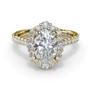 Online Fana Oval Diamond Graduated Halo Engagement Ring