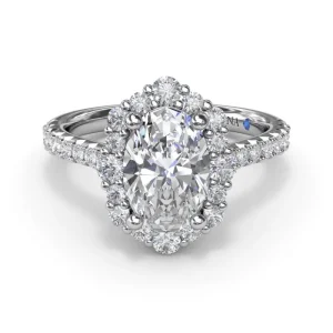 Online Fana Oval Diamond Graduated Halo Engagement Ring