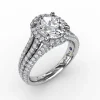 Sale Fana Oval Diamond Halo Engagement Ring With Triple-Row Diamond Band