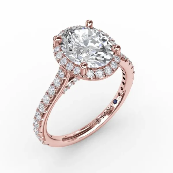 New Fana Oval Diamond Halo Engagement Ring With Diamond Band