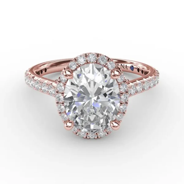 New Fana Oval Diamond Halo Engagement Ring With Diamond Band