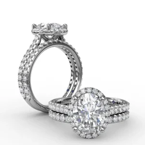 New Fana Oval Diamond Halo Engagement Ring With Diamond Band