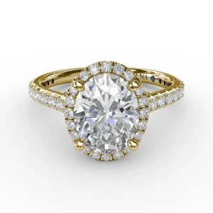 New Fana Oval Diamond Halo Engagement Ring With Diamond Band