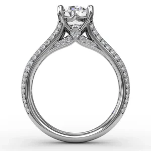 Hot Fana Oval Diamond Solitaire Engagement Ring With Baguettes and Pavé