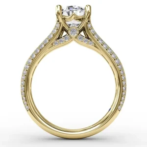 Hot Fana Oval Diamond Solitaire Engagement Ring With Baguettes and Pavé