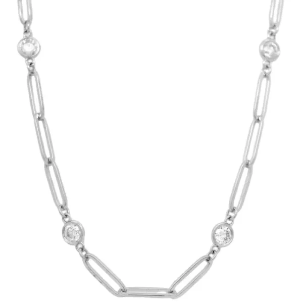 Online Kelley Collection Paperclip Diamond Station Necklace