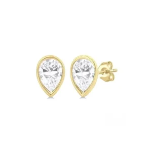 Outlet Kelley Collection Pear Shape Bezel Set Petite Diamond Fashion Earrings