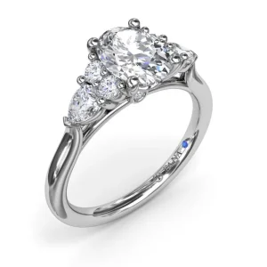 Fashion Fana Pear Side Cluster Diamond Engagement Ring