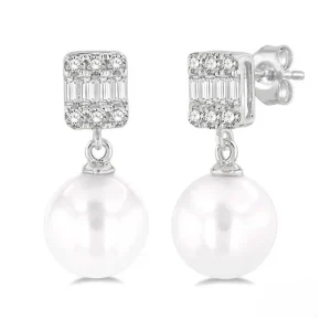 Discount Kelley Collection Pearl & Diamond Drop Earrings