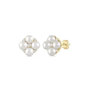 Fashion Kelley Collection Pearl & Diamond Earrings