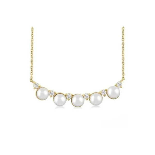 Fashion Kelley Collection Pearl & Diamond Smile Necklace