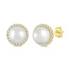 Fashion Kelley Collection Pearl & Petite Halo Diamond Fashion Earrings