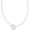 Sale Kendra Scott Pearl Silver Letter B Short Pendant Necklace in Freshwater Cultured Pearl