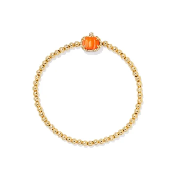 Fashion Kendra Scott Pumpkin Gold Stretch Bracelet in Orange Mother-of-Pearl