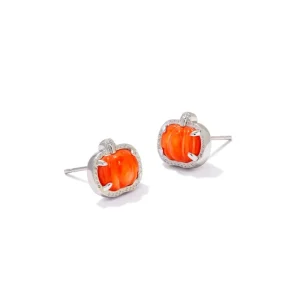 Sale Kendra Scott Pumpkin Silver Stud Earrings in Orange Mother-of-Pearl