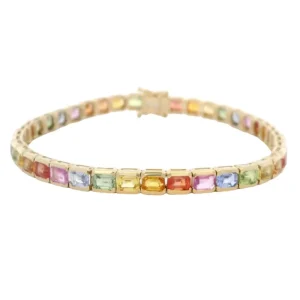 Clearance Dilamani Rainbow Sapphire Emerald Cut Bracelet