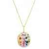 New Dilamani Rainbow Sapphire, Ruby, Tsavorite & Diamond Pave Disc Pendant