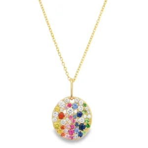 New Dilamani Rainbow Sapphire, Ruby, Tsavorite & Diamond Pave Disc Pendant