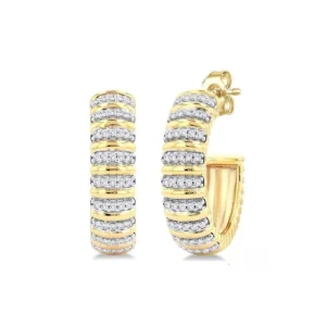 New Kelley Collection Ribbed Diamond Half Hoop Earrings