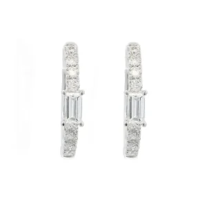 Sale Kelley Collection Round & Baguette Diamond Hoop Earrings