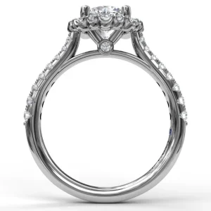 Sale Fana Round Cut Engagement Ring With Scalloped Halo