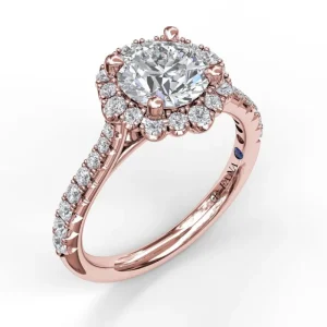 Sale Fana Round Cut Engagement Ring With Scalloped Halo