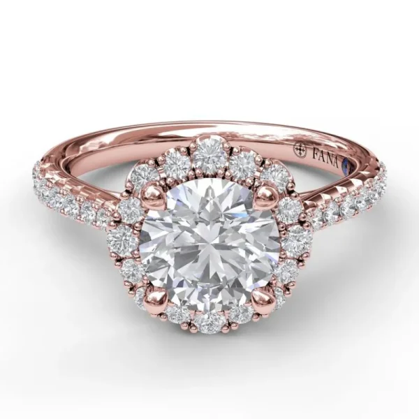 Sale Fana Round Cut Engagement Ring With Scalloped Halo