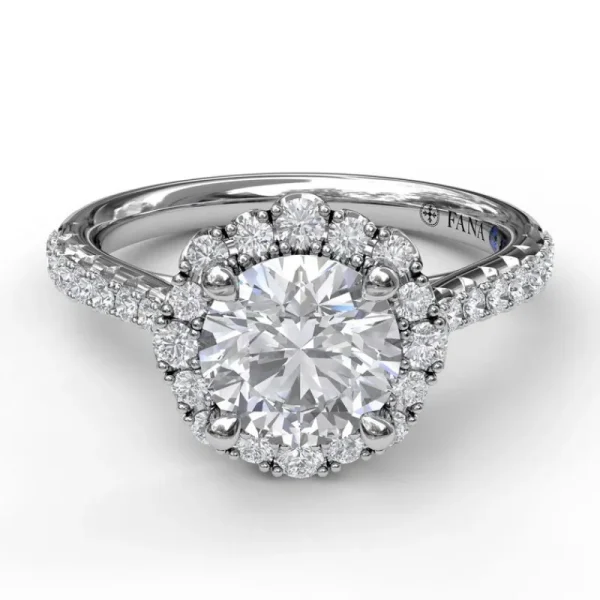 Sale Fana Round Cut Engagement Ring With Scalloped Halo