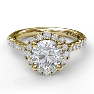 Sale Fana Round Cut Engagement Ring With Scalloped Halo