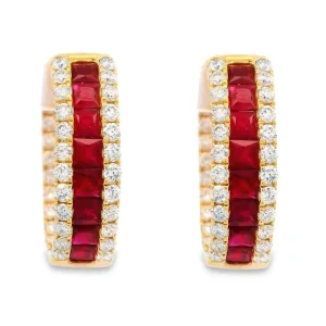 Discount Kelley Collection Ruby & Diamond Hoop Earrings