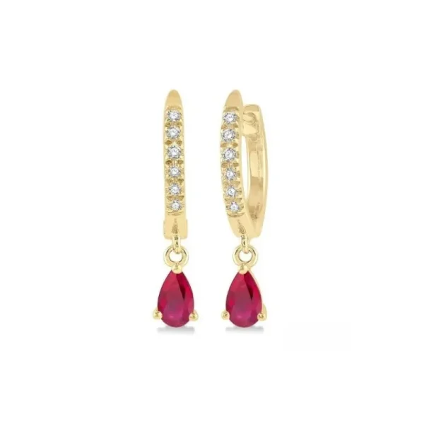 Sale Kelley Collection Ruby & Diamond Petite Huggie Earrings