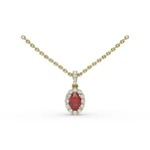 Discount Fana Ruby and Diamond Halo Necklace