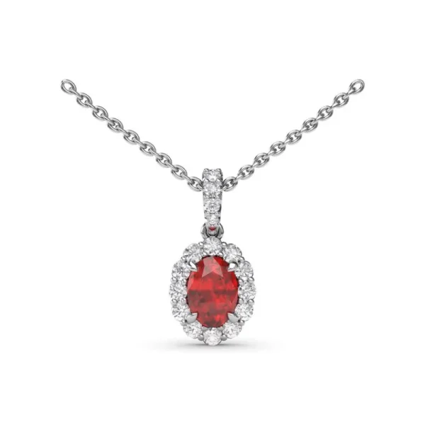 Best Fana Ruby and Diamond Halo Necklace