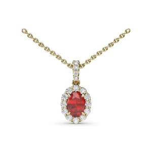 Best Fana Ruby and Diamond Halo Necklace