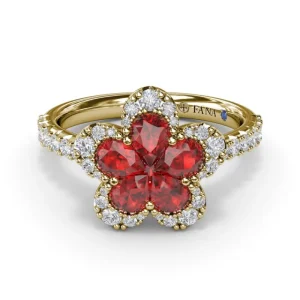 Best Fana Ruby and Diamond Magnolia Ring