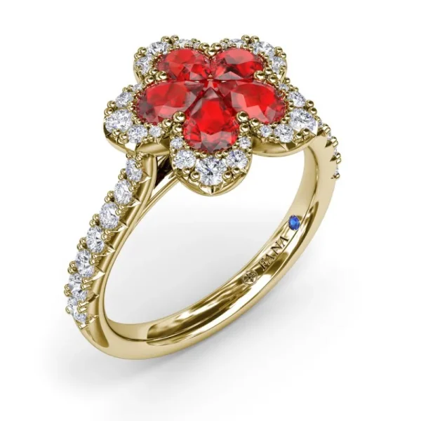 Best Fana Ruby and Diamond Magnolia Ring