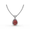 Fashion Fana Ruby and Diamond Teardrop Necklace