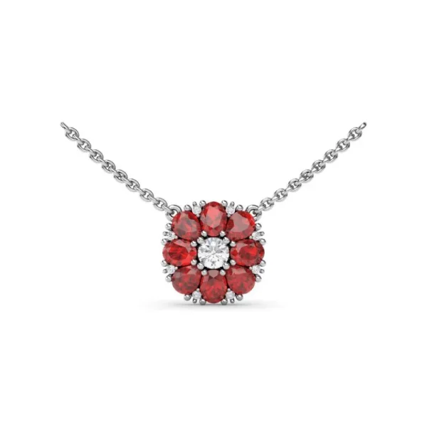 New Fana Ruby Flower Cluster Necklace