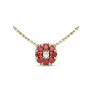 New Fana Ruby Flower Cluster Necklace