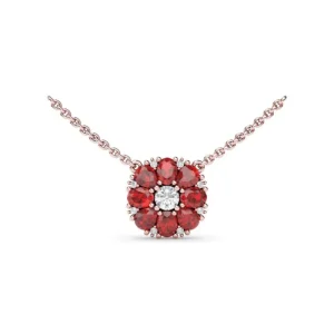 New Fana Ruby Flower Cluster Necklace