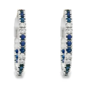 Best Kelley Collection Sapphire & Diamond Hoop Earrings